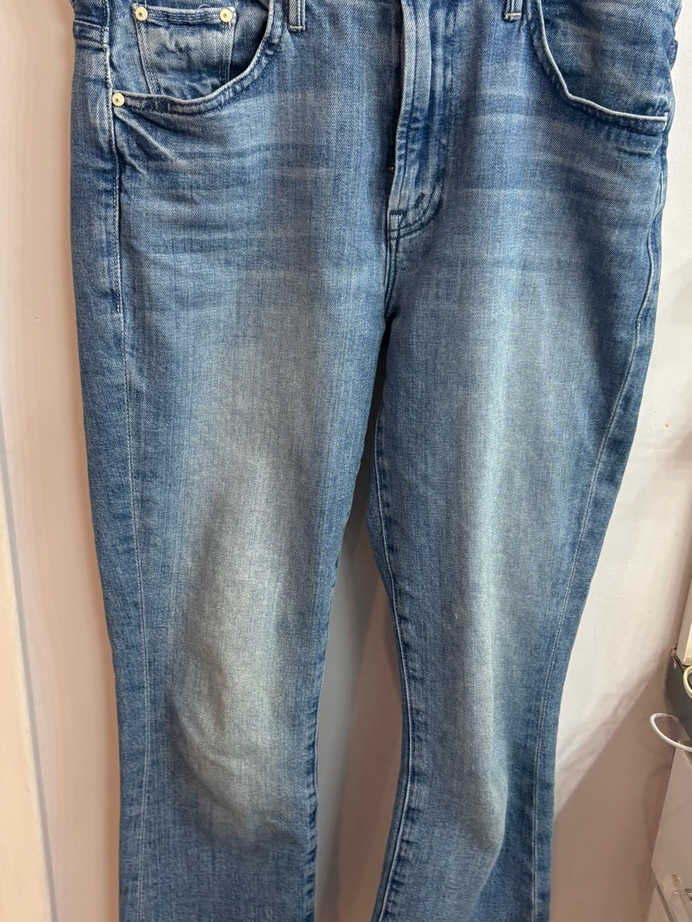MOTHER Straight Leg Jeans in Light Blue Wash
